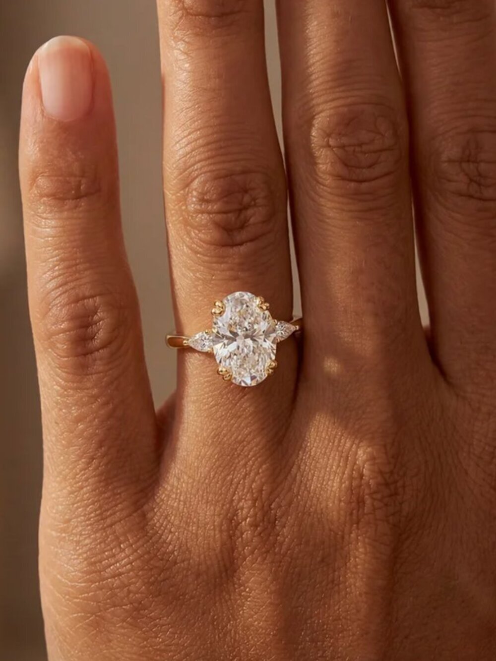 NEW 18k Yellow Gold Diamond Ring Band Large Round Oval Statement Ring